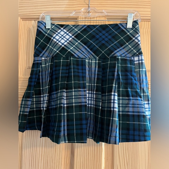 American Eagle Plaid Skirt Blue Green Size 00 - Picture 2 of 6